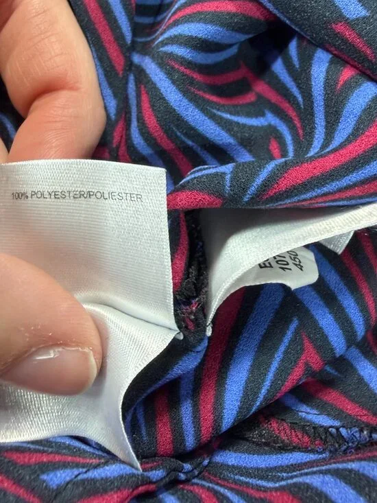 Anne Klein Geometric Print Sleeveless Shirt Dress Medium Blue Red - Picture 10 of 11